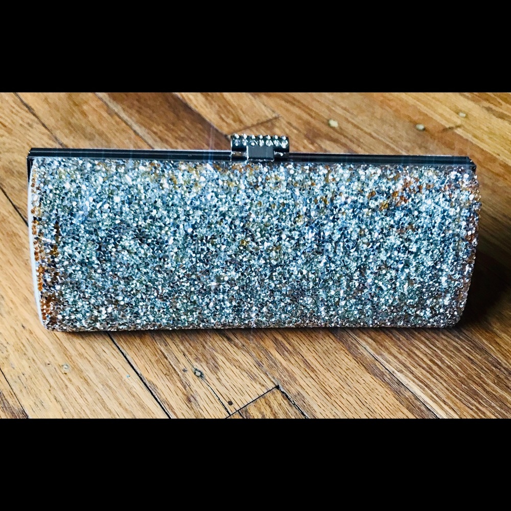 Sparkle Gala Clutch Silver and Tangerine